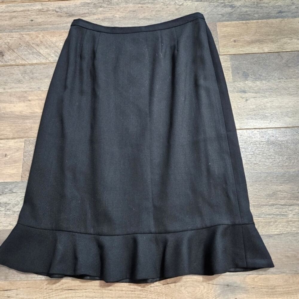 Neiman Marcus Wool Black Peplum Hem Pencil Skirt Size 8